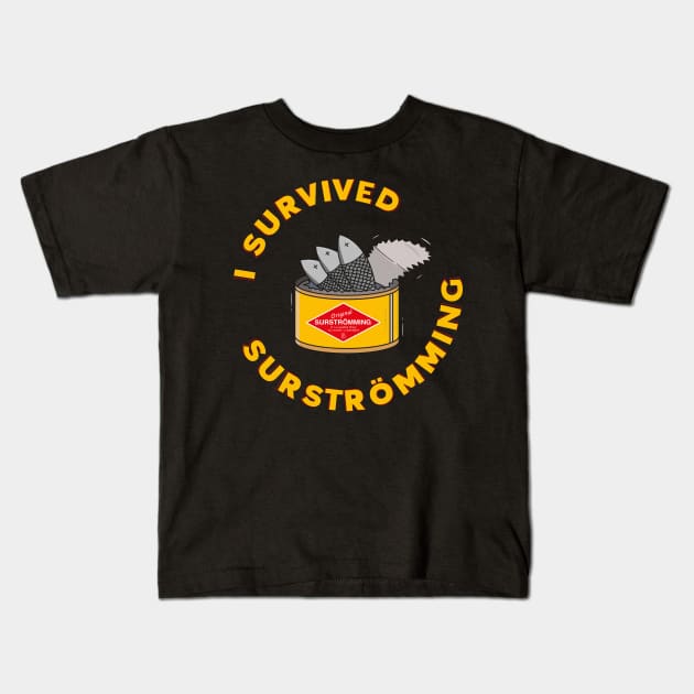 I survived Surstromming Funny Kids T-Shirt by 66LatitudeNorth